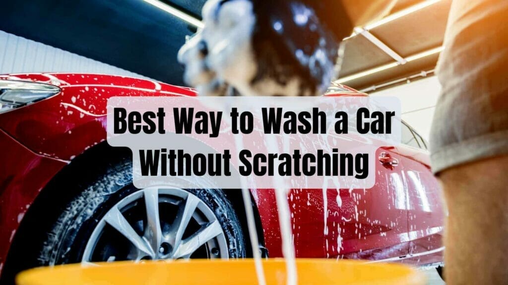 Photo of a car detailer washing a red car. Best Way to Wash a Car Without Scratching