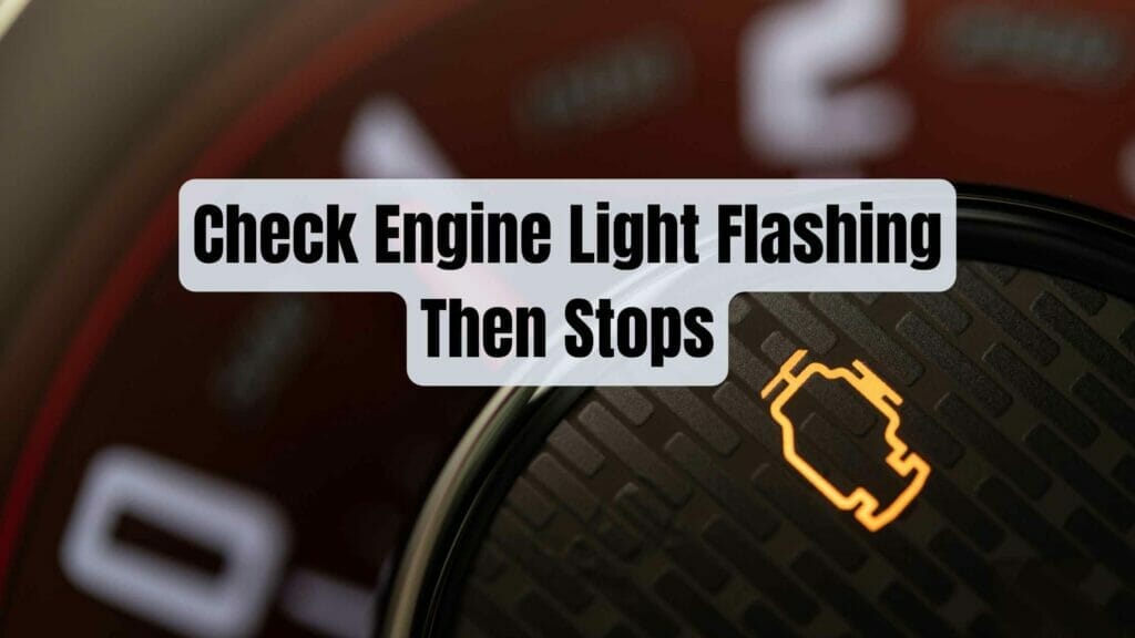 Photo closeup of a car check engine light light up on the cluster panel. Check Engine Light Flashing Then Stops.